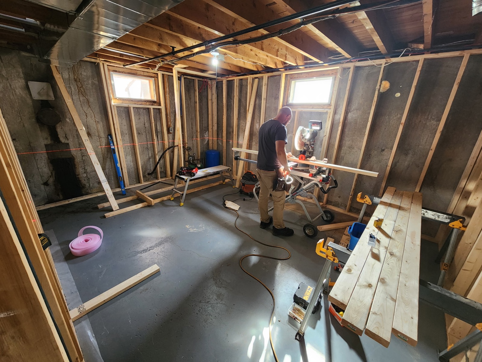 Basement space before Collins Contracting finishing work
